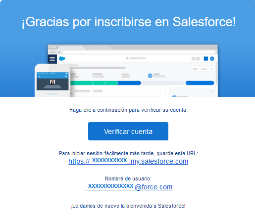 Gracias por inscribirse en Salesforce