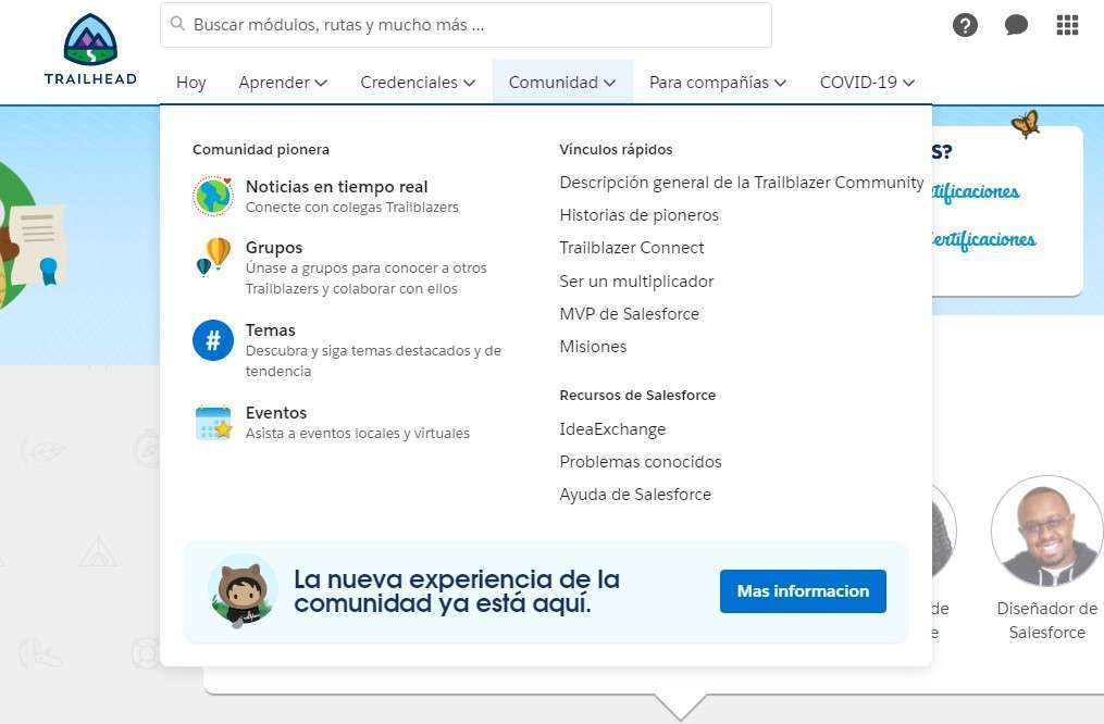Interfaz de Trailhead Interfaz de Trailhead