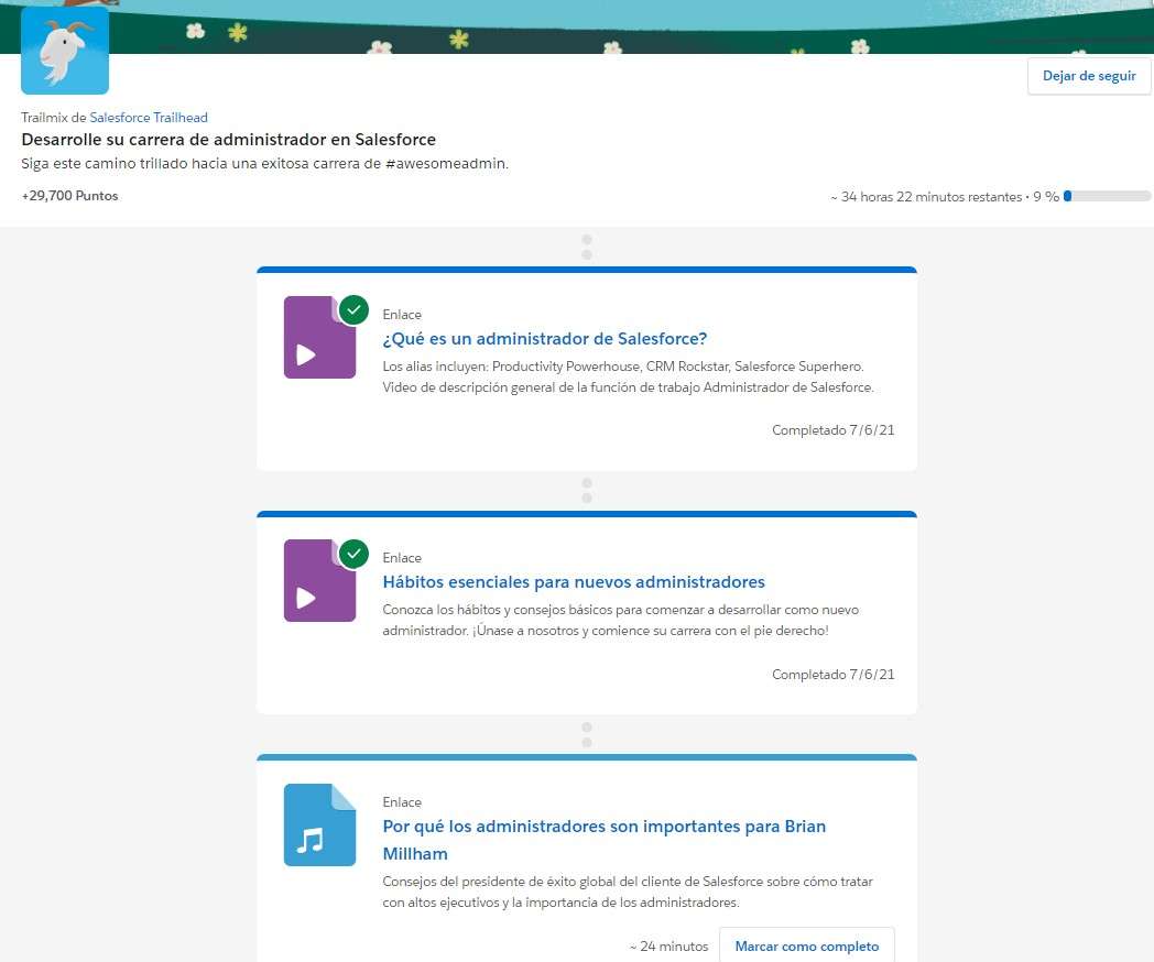 Interfaz de Trailhead Interfaz de Trailhead