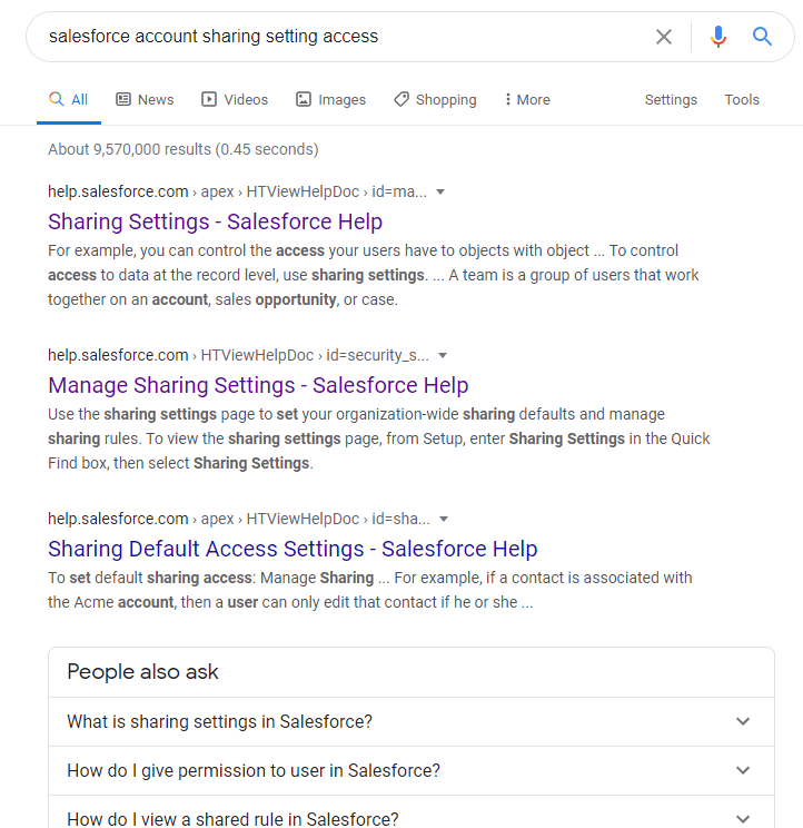 Salesforce Troubleshooting - Google results Salesforce Troubleshooting - Google results
